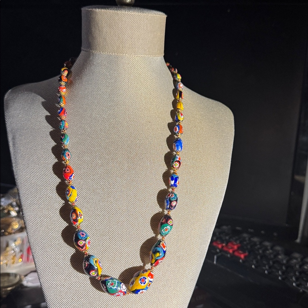 Multicolor Millefiori Glass Bead Necklace - Women Jewelry